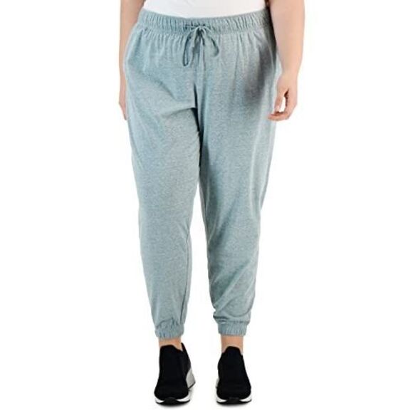 I-d Ideology Womens Green Pocketed Tie Heather Joggers Pants Plus 1X - All - Picture 1 of 3
